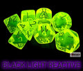 Translucent Neon Yellow/white Polyhedral 7-Dice Set (with bonus die)