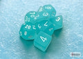 Frosted Teal/white Polyhedral 7-Dice Set