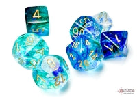 Nebula Oceanic/gold Luminary Polyhedral 7-Dice Set