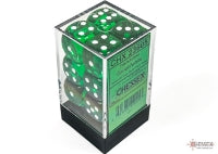 Translucent Green/white 16mm d6 Dice Block (12 dice)