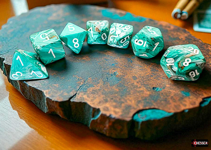 Marble Mega-hedral Oxi-Copper/white 7-Die Set