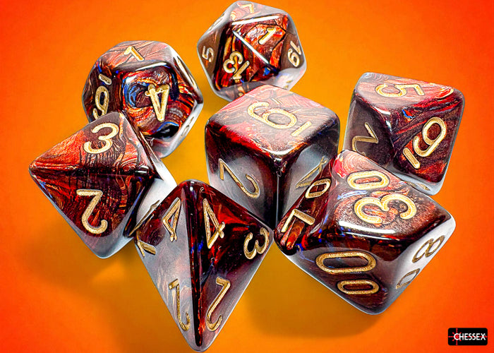 Chessex Scarab Mega-hedral Blue Blood/gold 7-Die Set