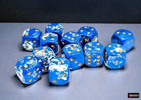 Brush Wavebreak Gold 16mm d6 Dice Block (12 dice)