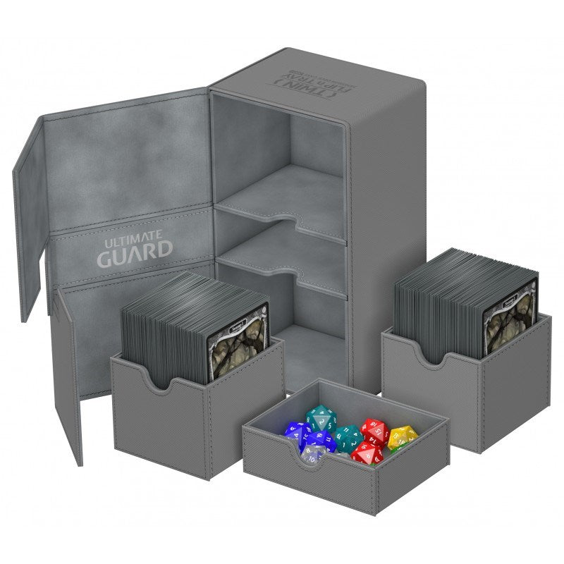 Twin Flip 'n' Tray Deck Case - Grey (Holds 200+)