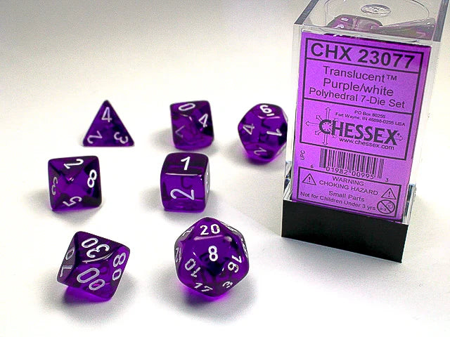 Translucent Purple White Mini 7 Die Set