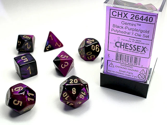Gemini Mini 7 Die Set Black-Purple/Gold