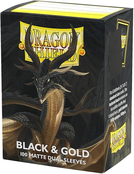 Dragon Shield Sleeves: Standard DUAL- Matte Black & Gold (100 ct.)