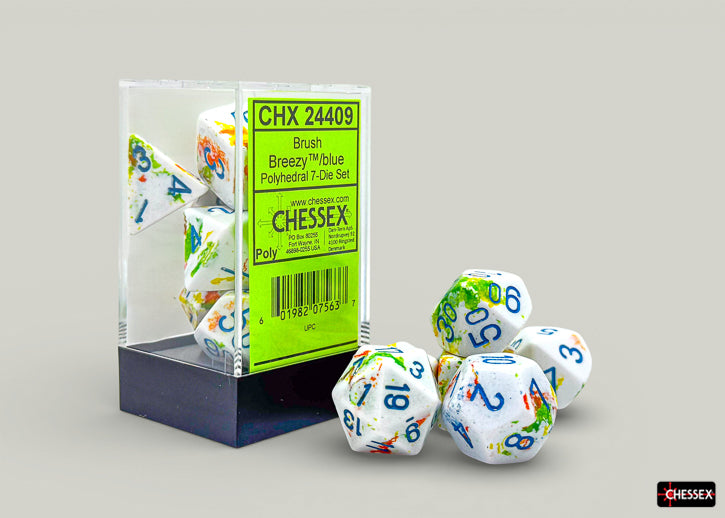 Brush Breezy/blue Polyhedral (7-Dice Set)