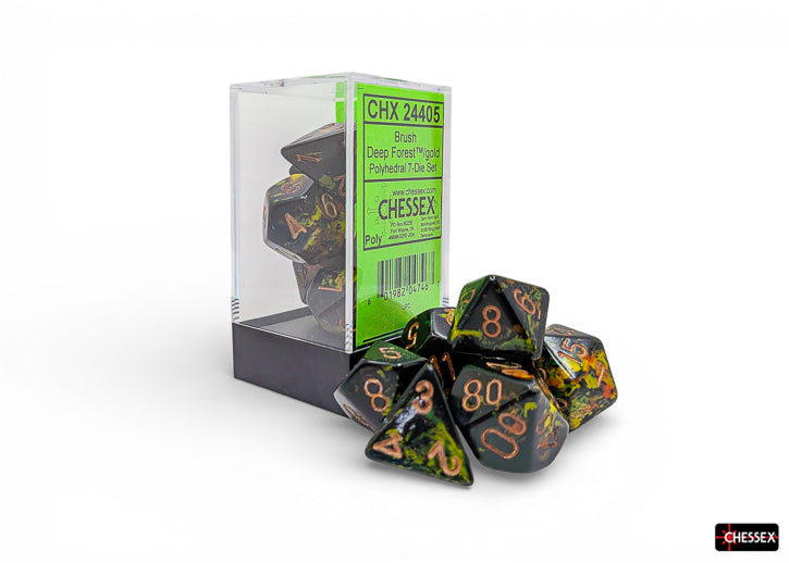 Brush Deep Forest/gold Polyhedral (7-Dice Set)