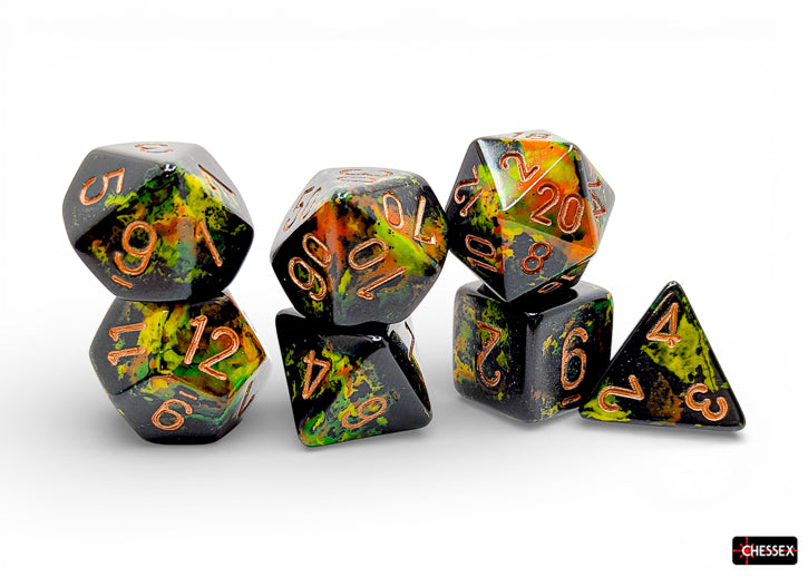 Brush Deep Forest/gold Polyhedral (7-Dice Set)