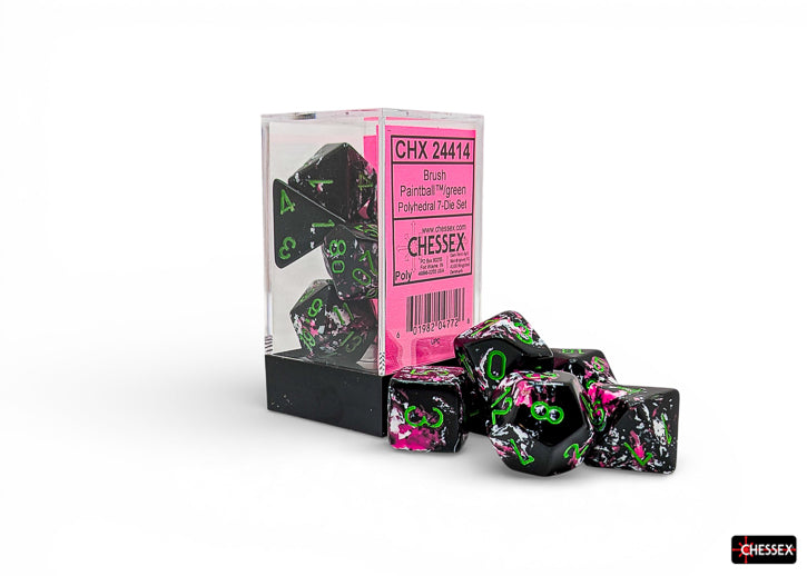Brush Paintball/green Polyhedral (7-Dice Set)