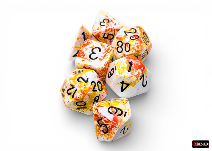 Brush Sunrise/black Polyhedral (7-Dice Set)