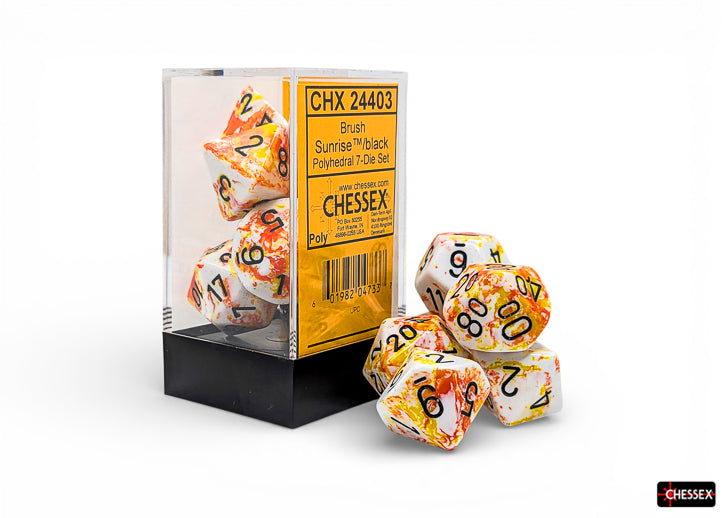 Brush Sunrise/black Polyhedral (7-Dice Set)