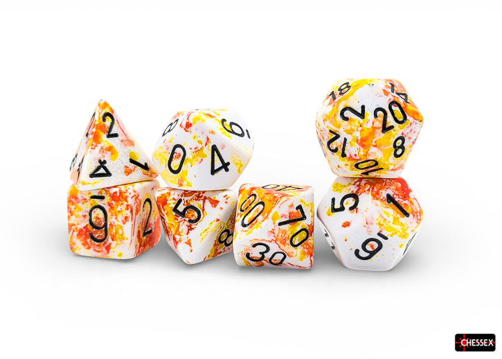 Brush Sunrise/black Polyhedral (7-Dice Set)
