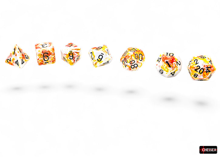Brush Sunrise/black Polyhedral (7-Dice Set)