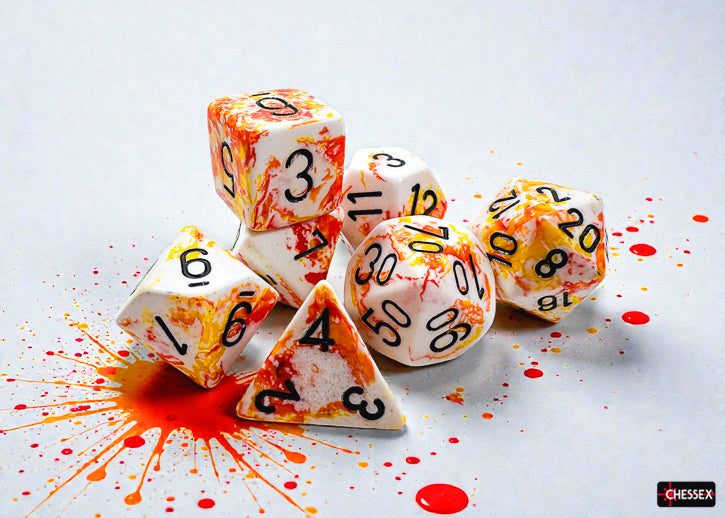 Brush Sunrise/black Polyhedral (7-Dice Set)