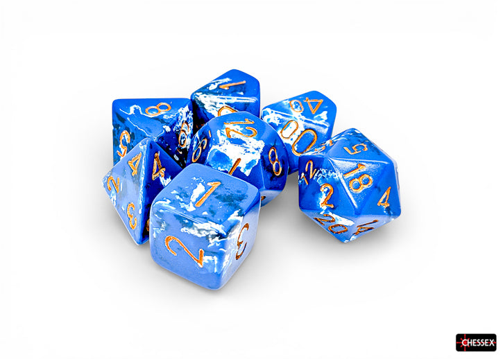 Brush Wavebreak/gold Polyhedral (7-Dice Set)