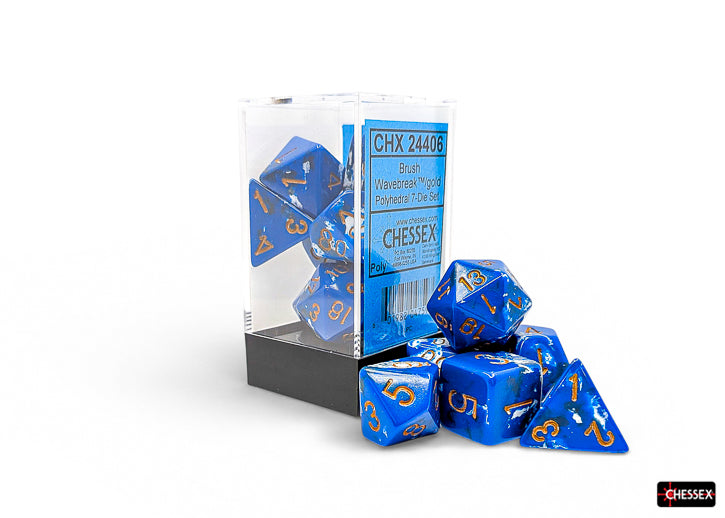 Brush Wavebreak/gold Polyhedral (7-Dice Set)