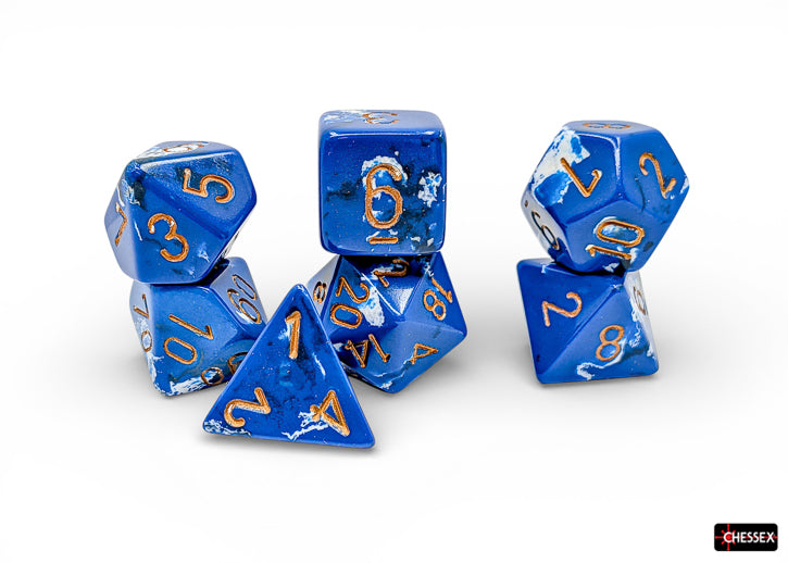 Brush Wavebreak/gold Polyhedral (7-Dice Set)