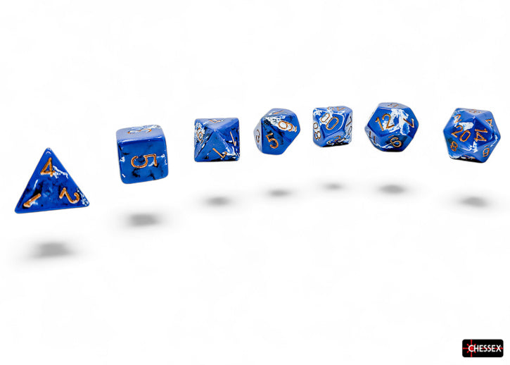 Brush Wavebreak/gold Polyhedral (7-Dice Set)