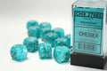 Cirrus Aqua/silver 16mm d6 Dice Block (12 dice)