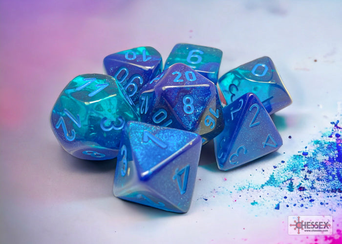 Gemini Blue-Blue/light blue Polyhedral (7-Dice Set)