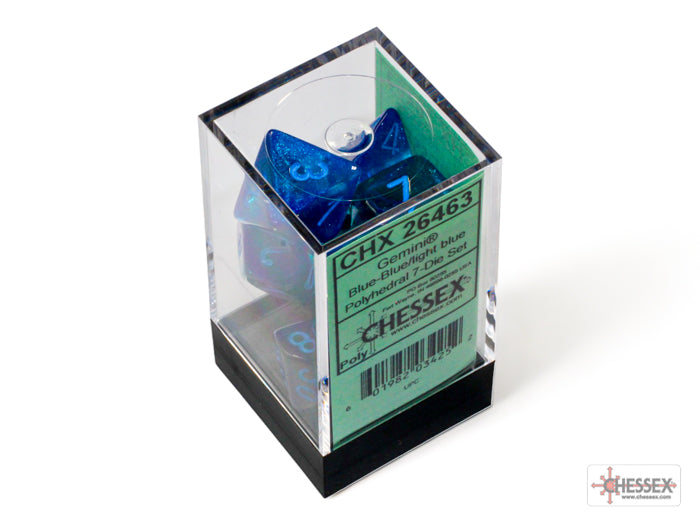 Gemini Blue-Blue/light blue Polyhedral (7-Dice Set)