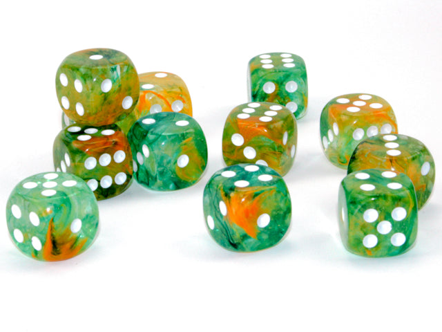 Nebula Spring/white 16mm d6 Dice Block (12 dice)
