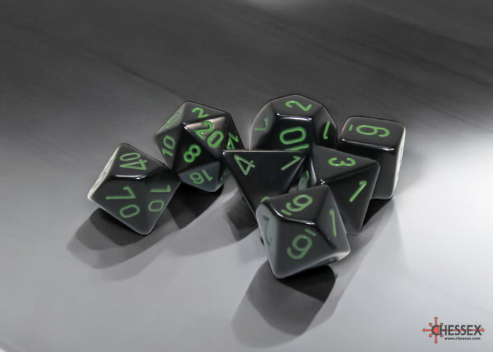 Opaque Black/green Polyhedral (7-Dice Set)