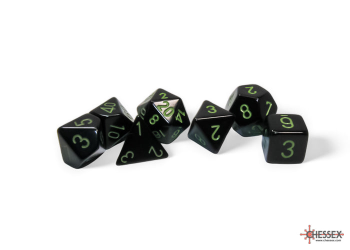 Opaque Black/green Polyhedral (7-Dice Set)