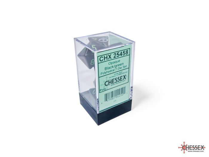 Opaque Black/green Polyhedral (7-Dice Set)