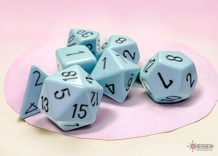 Opaque Pastel Blue/black Polyhedral (7-Dice Set)