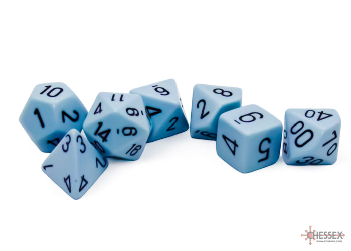 Opaque Pastel Blue/black Polyhedral (7-Dice Set)