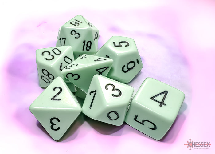 Opaque Pastel Green/black Polyhedral (7-Dice Set)