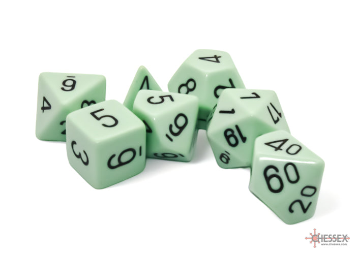 Opaque Pastel Green/black Polyhedral (7-Dice Set)