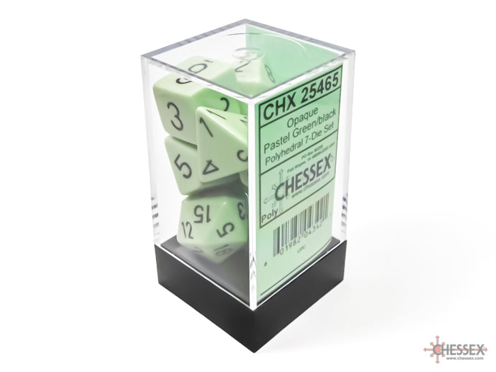 Opaque Pastel Green/black Polyhedral (7-Dice Set)