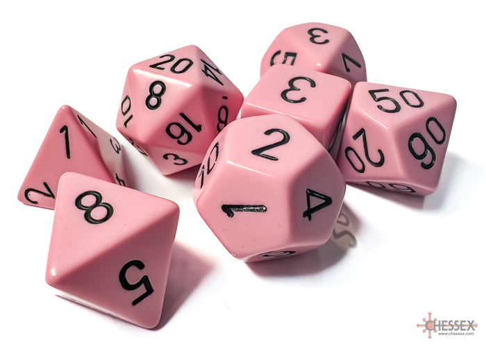 Opaque Pastel Pink/black Polyhedral (7-Dice Set)