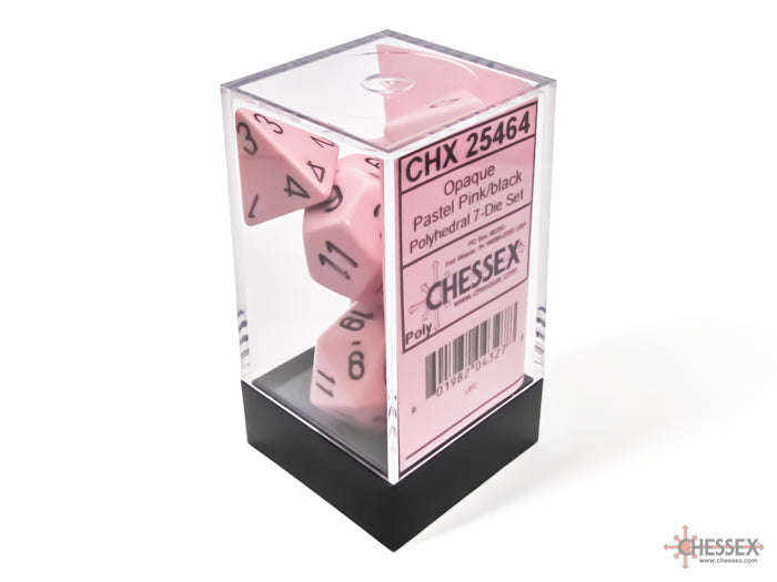 Opaque Pastel Pink/black Polyhedral (7-Dice Set)