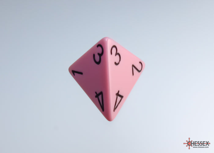 Opaque Pastel Pink/black Polyhedral (7-Dice Set)