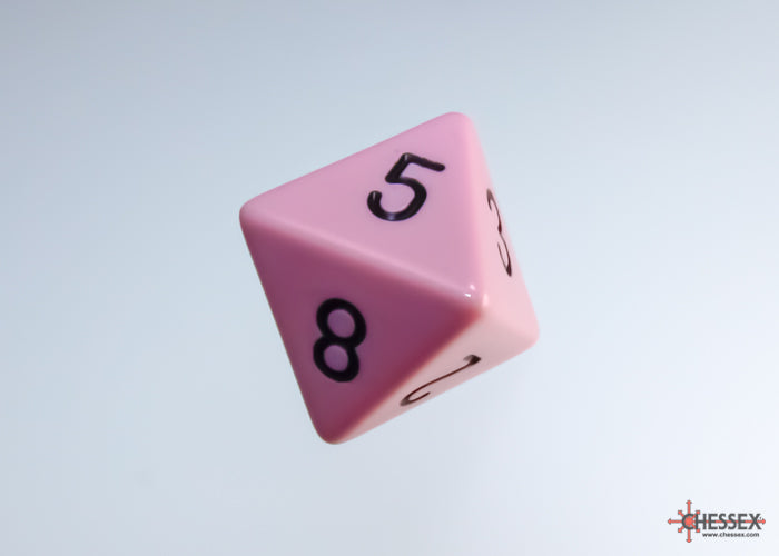 Opaque Pastel Pink/black Polyhedral (7-Dice Set)