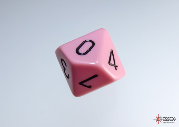 Opaque Pastel Pink/black Polyhedral (7-Dice Set)