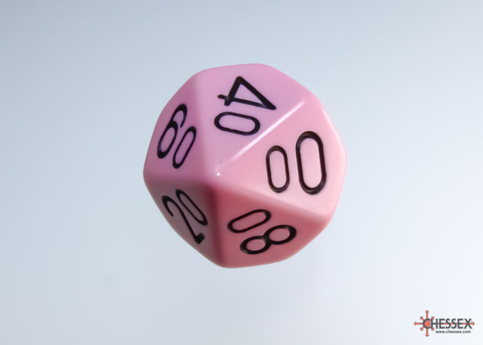 Opaque Pastel Pink/black Polyhedral (7-Dice Set)