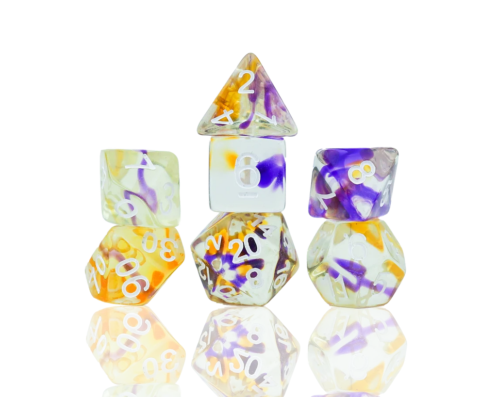 Violet Swirl Dice Set