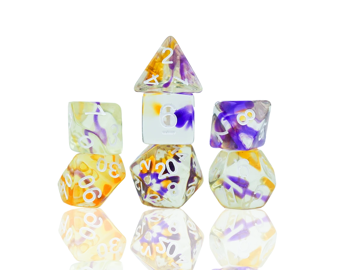 Violet Swirl Dice Set