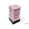 Opaque Pastel Pink Black 16mm d6 Dice Block (12 dice)
