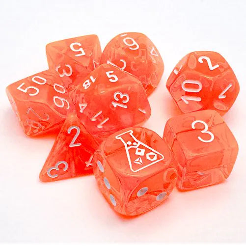 Chessex Translucent Neon Orange/White Lab Dice Set (with bonus die)