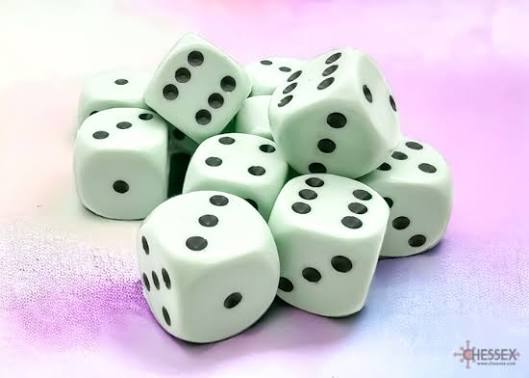 Opaque Pastel Green Black 16mm d6 Dice Block (12 dice)