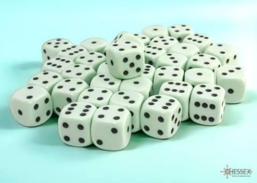 Opaque Pastel Green/Black 12mm d6 Dice Block (36 dice)